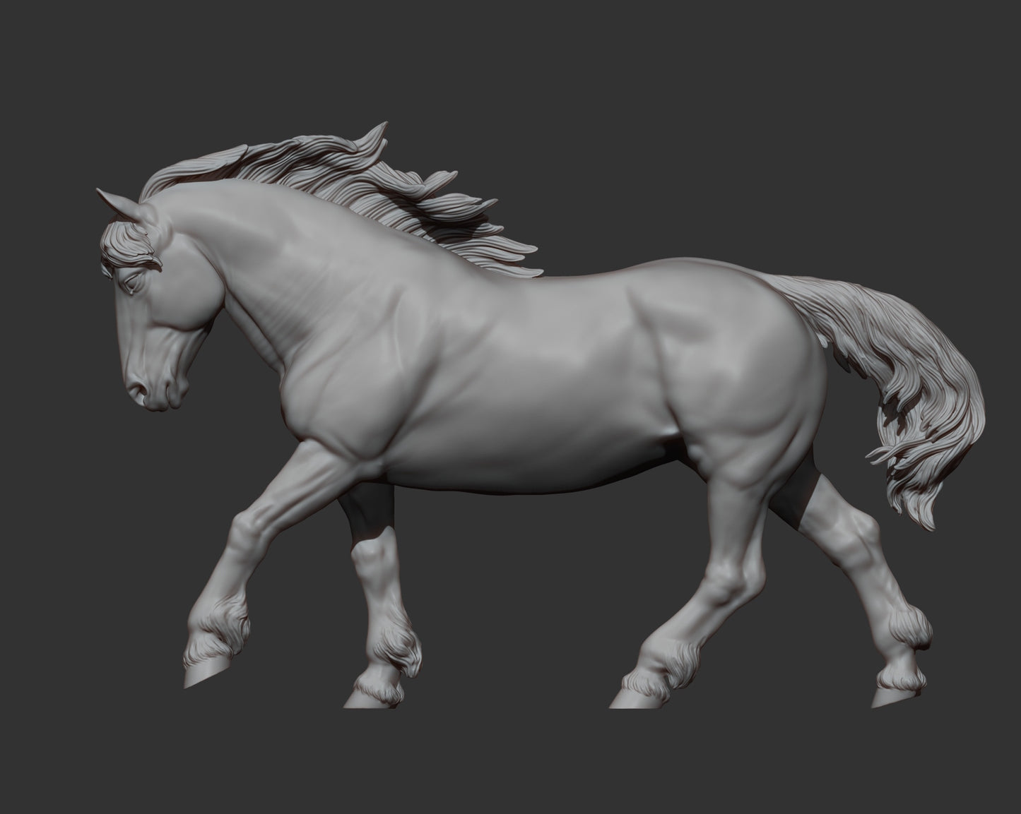 Percheron Running – Unpainted 3D Print | ABS White Resin