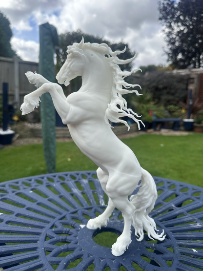 Friesian Stallion (Rearing) Resin Model – Unpainted 3D Print | ABS White Resin