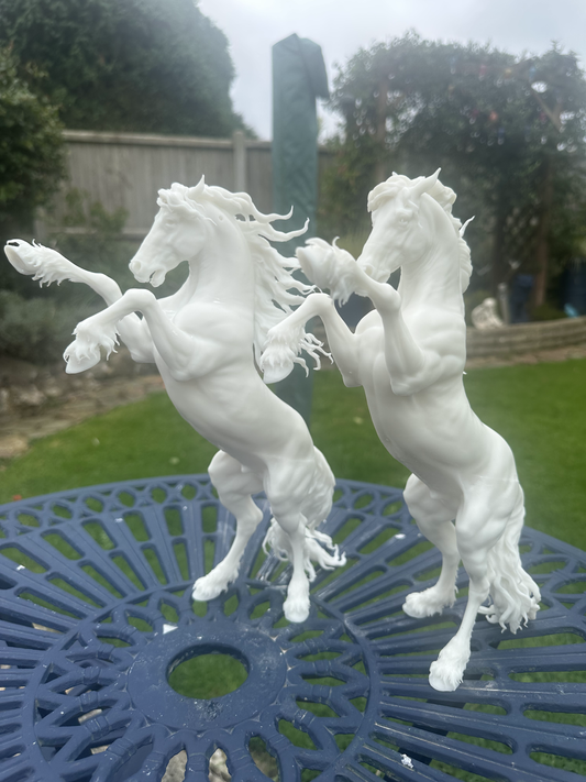 Friesian Stallion (Rearing) Resin Model PAIR – Unpainted 3D Print | ABS White Resin