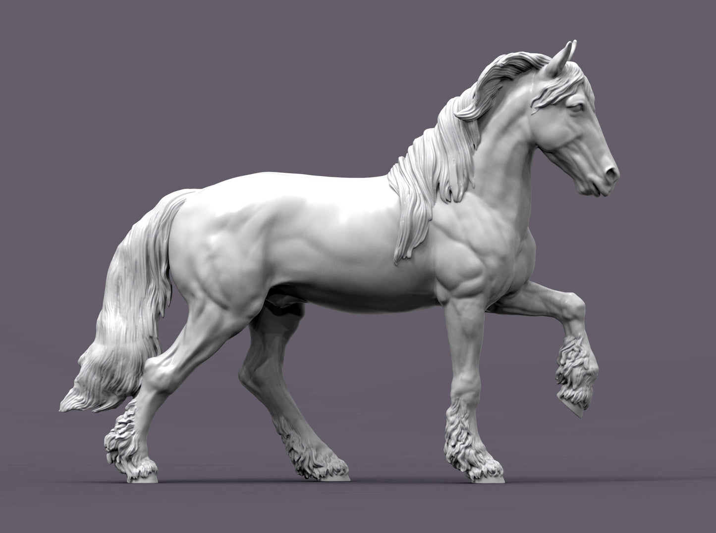 Friesian Horse – Unpainted 3D Print | ABS White Resin