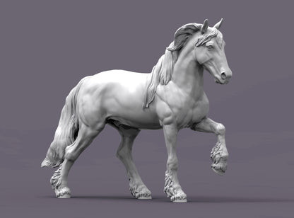 Friesian Horse – Unpainted 3D Print | ABS White Resin