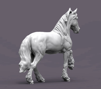 Friesian Horse – Unpainted 3D Print | ABS White Resin