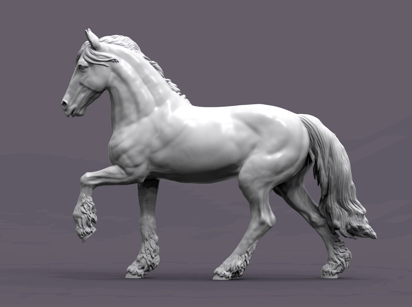 Friesian Horse – Unpainted 3D Print | ABS White Resin