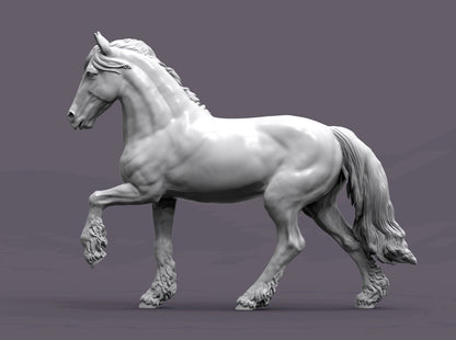 Friesian Horse – Unpainted 3D Print | ABS White Resin