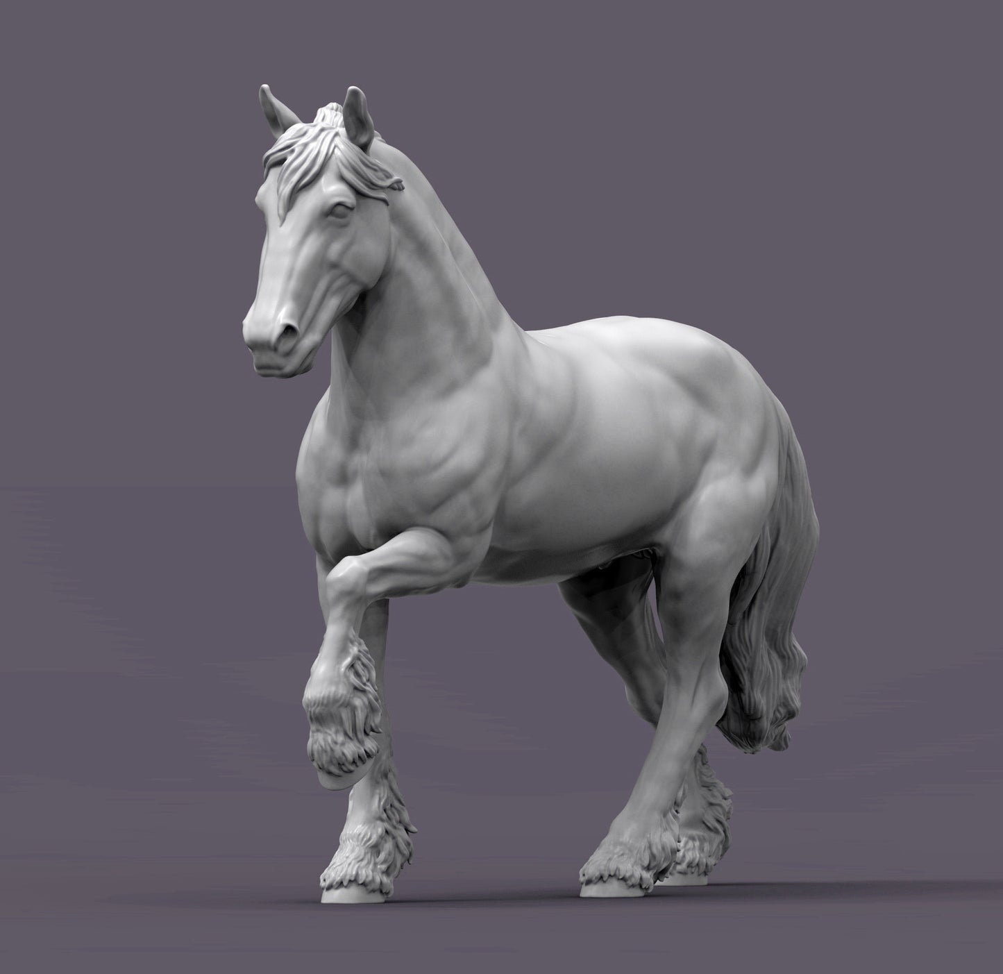 Friesian Horse – Unpainted 3D Print | ABS White Resin