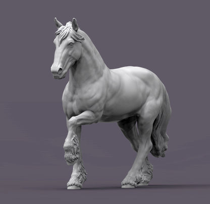 Friesian Horse – Unpainted 3D Print | ABS White Resin