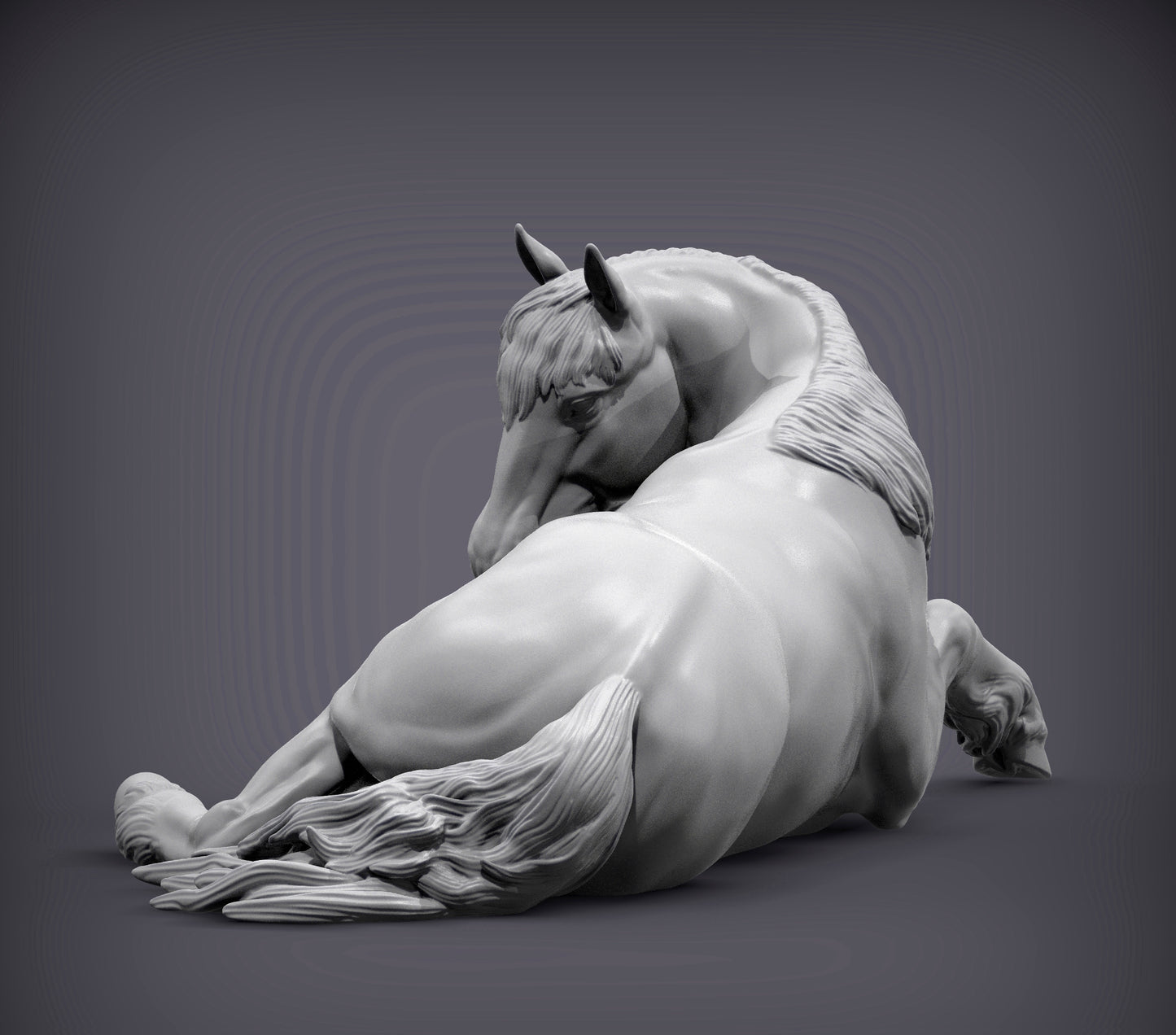 Percheron Horse (Lying Down) – Unpainted 3D Print | ABS White Resin