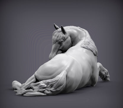 Percheron Horse (Lying Down) – Unpainted 3D Print | ABS White Resin