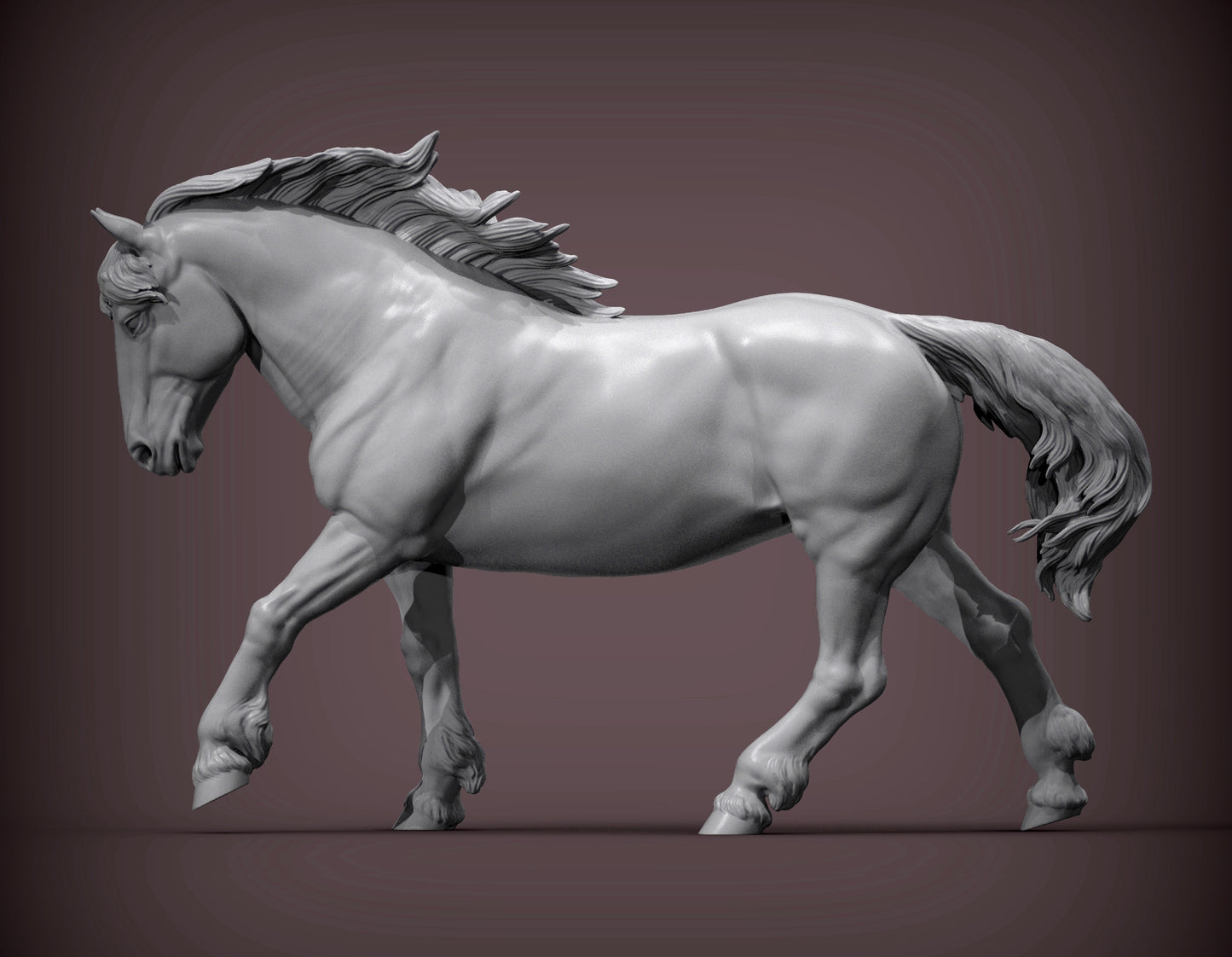 Percheron Running – Unpainted 3D Print | ABS White Resin