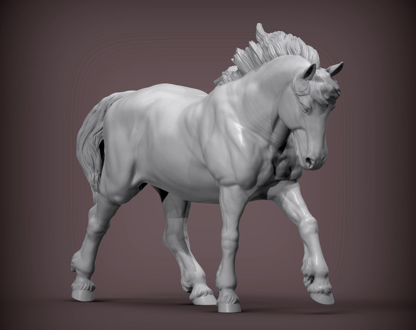 Percheron Running – Unpainted 3D Print | ABS White Resin