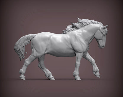 Percheron Running – Unpainted 3D Print | ABS White Resin