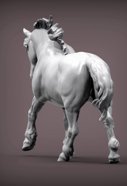 Percheron Running – Unpainted 3D Print | ABS White Resin