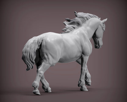 Percheron Running – Unpainted 3D Print | ABS White Resin
