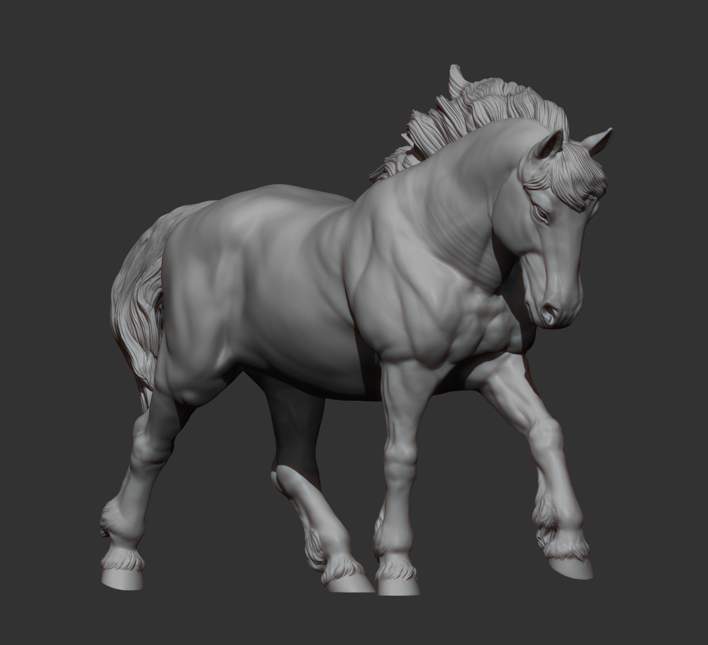Percheron Running – Unpainted 3D Print | ABS White Resin