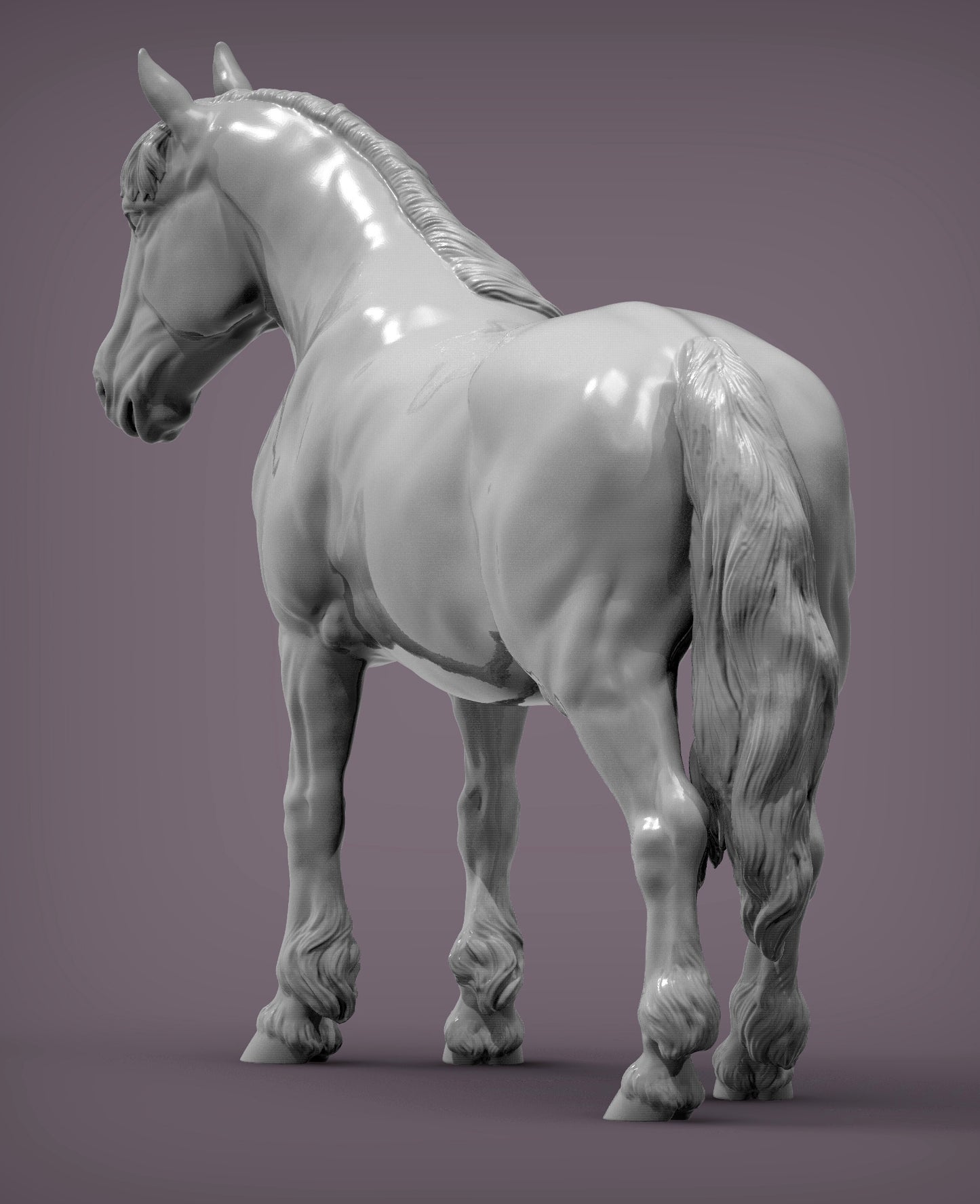Percheron Horse (Standing Pose) – Unpainted 3D Print | ABS White Resin