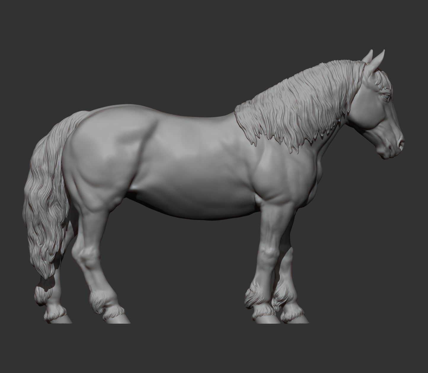 Percheron Horse (Standing Pose) – Unpainted 3D Print | ABS White Resin
